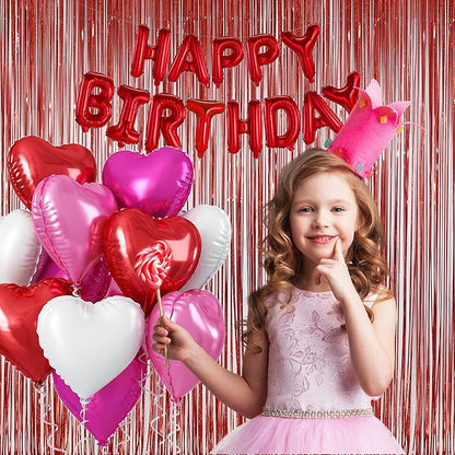 Foil Fringe Curtains Christmas Decorations Red Streamers Party Decorations - Melsan 3 Pack 3.2 x 8.2 ft red Fringe Backdrop Party Photo Backdrop for Back to School Birthday Party Baby Shower