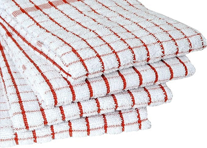 AMOUR INFINI Kitchen Towels Set of 4 - Highly Absorbent, Super Soft Terry Cotton 20x28 Inch Dish Towels with Hanging Loop - Hand & Tea Towels for Cleaning & Drying Dishes (Rust)