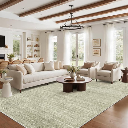 Art&Tuft Washable Rugs 8x10, Area Rugs for Living Room - Non Slip and Stain Resistant Soft Thin Low Pile 8x10 Rug for Bedroom, Dining Room, Kitchen, Office, Green