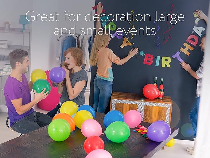 Dusico® Balloons Rainbow Set (100 Pack) 12 Inches, Assorted Bright Colors, Made With Strong Multicolored Latex, For Helium Or Air Use. Kids Birthday Party Decoration Accessory