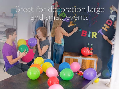 Dusico® Balloons Rainbow Set (100 Pack) 12 Inches, Assorted Bright Colors, Made With Strong Multicolored Latex, For Helium Or Air Use. Kids Birthday Party Decoration Accessory