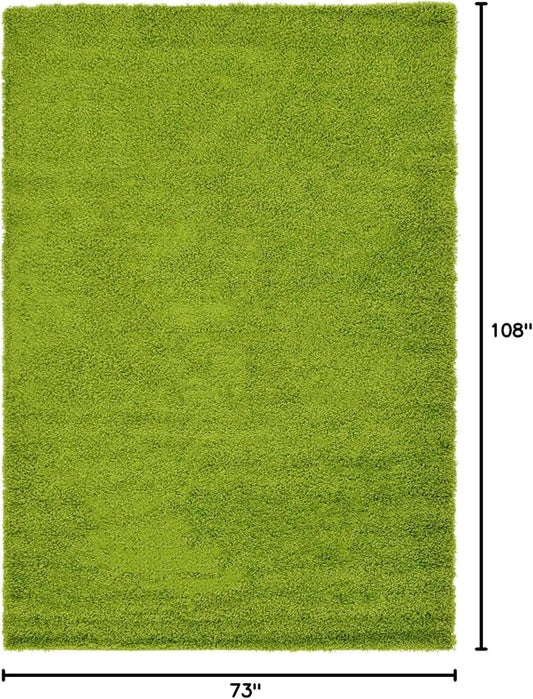 Unique Loom Solid Shag Collection Area Rug (6' 1" x 9' Rectangle, Grass Green)