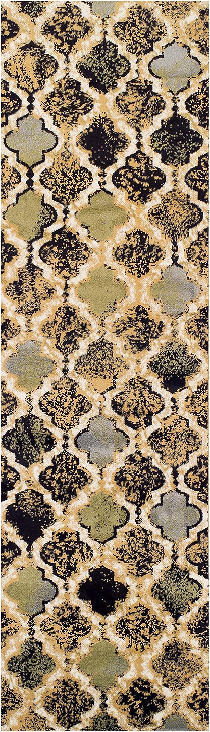Superior Indoor Area Runner, Jute Back, Perfect for Hallway, Living/Dining Room, Bedroom, Office, Kitchen, Entryway, Modern Geometric Trellis Floor Decor, Viking Collection, 2' 7" x 8', Multi-Colored