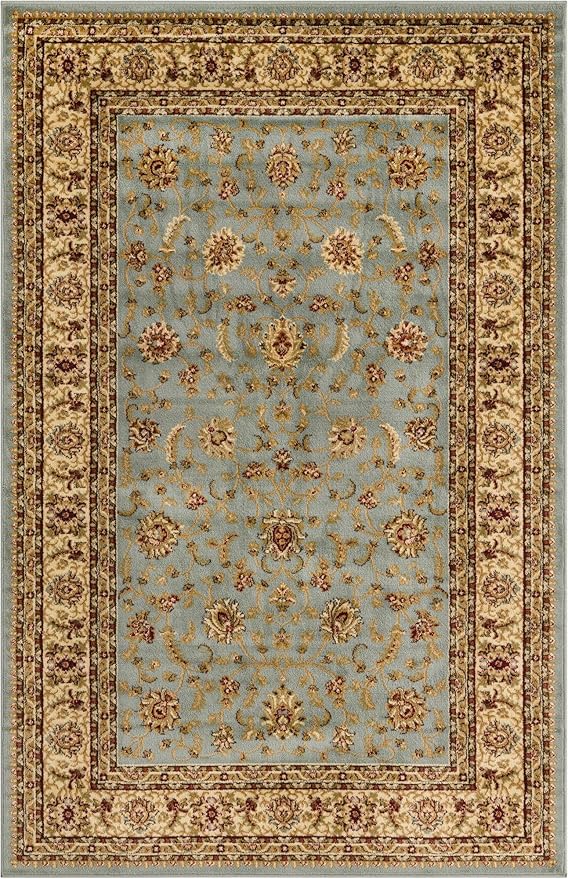Rugs.com Aditi Collection Rug – 5' x 8' Light Blue Low Rug Perfect for Living Rooms, Large Dining Rooms, Open Floorplans