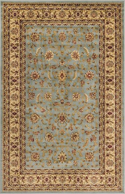 Rugs.com Aditi Collection Rug – 5' x 8' Light Blue Low Rug Perfect for Living Rooms, Large Dining Rooms, Open Floorplans