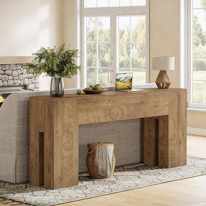 Tribesigns 71-Inch Long Console Table for Entryway, Farmhouse Sofa Console Behind Couch, Entry Table for Hallway, Foyer, Living Room, Burlywood