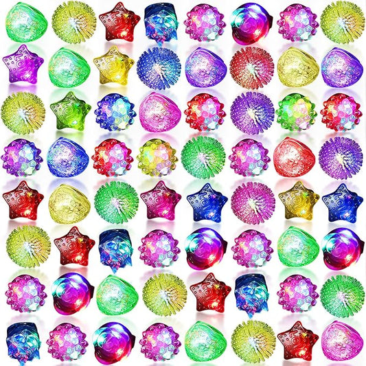 Vinsot 144 Pcs Light up Rings Party Favors LED Flashing Jelly Rings Bumpy Glow in the Dark Rubber Light Blinking Neon Rave Gift for Birthday, Goodie Bags Stuffers, Prizes