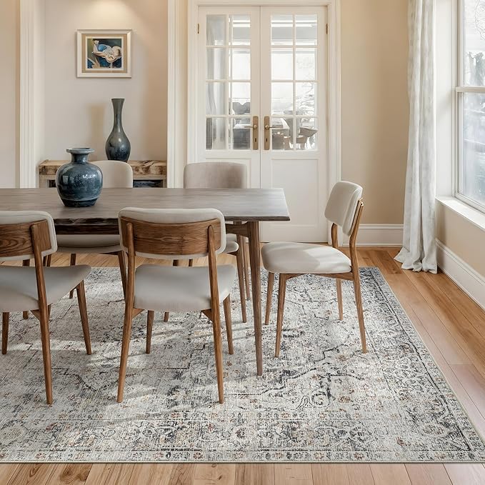 Bloom Rugs Washable Non-Slip 10x14 Rug - Ivory/Gray/Caramel Traditional Oriental Area Rug for Living Room, Bedroom, Dining Room, and Kitchen - Exact Size: 10' x 14'