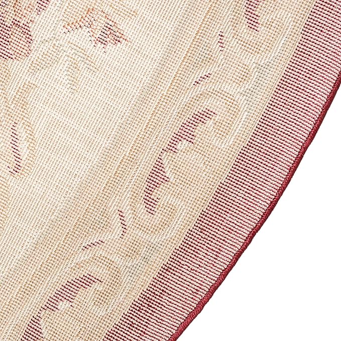 Unique Loom Versailles Collection Traditional Classic Floral Motif Area Rug (5' 0 x 5' 0 Round, Burgundy/Ivory)