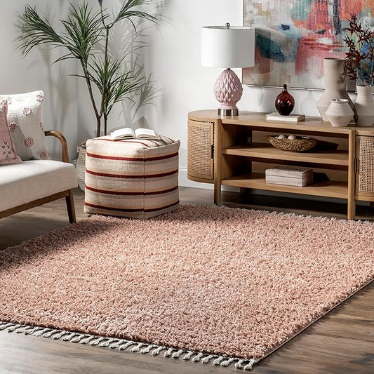 nuLOOM Neva Modern Tasseled Shag Area Rug, 8x11, Pink