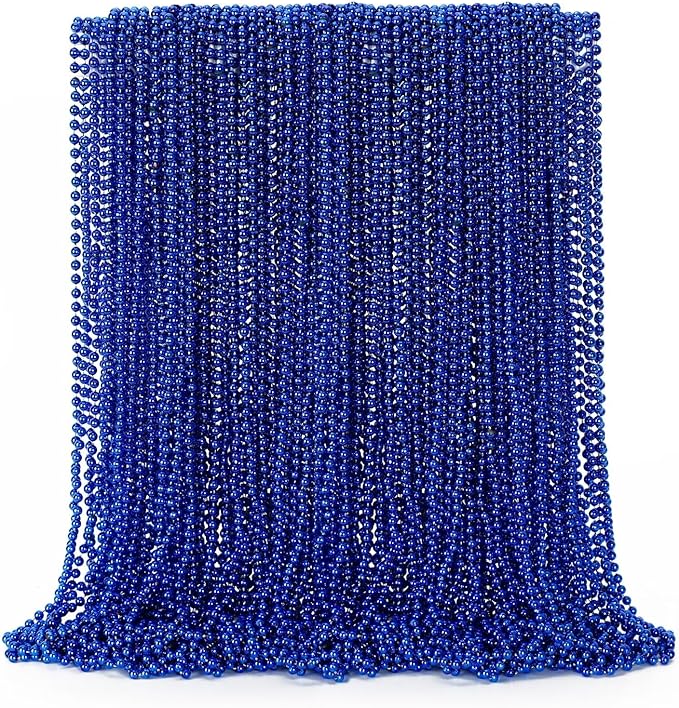72PCS Christmas Bead Necklace, Blue Bead Necklaces Stuff, 33" Mardi Gras Beads Necklace Costume, Festival Parade Throw Accessories for Wedding Birthday Party Events Supplies Decorations