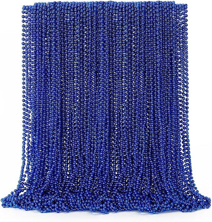 72PCS Christmas Bead Necklace, Blue Bead Necklaces Stuff, 33" Mardi Gras Beads Necklace Costume, Festival Parade Throw Accessories for Wedding Birthday Party Events Supplies Decorations