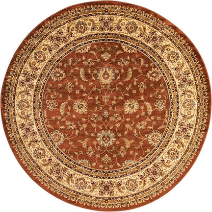 Rugs.com Aditi Collection Rug – 7' 10 Round Brick Red Low Rug Perfect for Kitchens, Dining Rooms