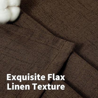 YoungsTex Brown Linen Curtains 80 Inch Length for Living Room, Semi Sheer Window Drapes with Rod Pocket Back Tab Light Filtering for Farmhouse Dining Room Bedroom, 2 Panels, 52 X 80 Inch