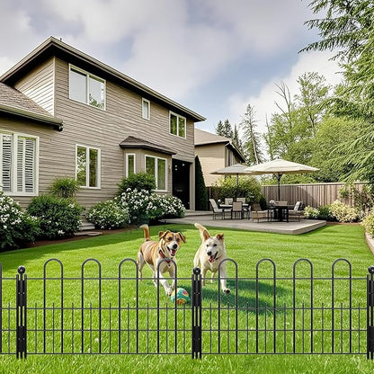 10 Panels Garden Fence with Latch Gate, 11.81in (H) X 16.42ft(L) Animal Barrier Fence with 1in Gaps for Rabits, Dog Fencing Outdoor for Yard, Flower Beds, Patios, Vegetable Patches