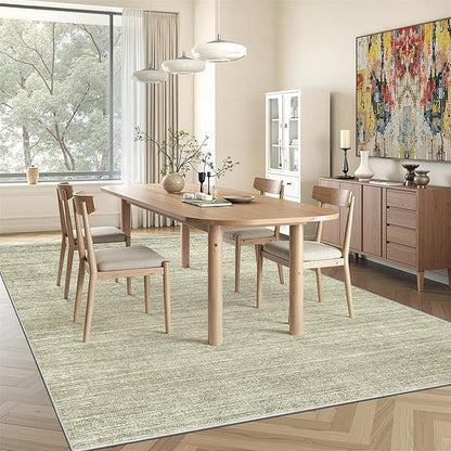 Art&Tuft Washable Rugs 5x7, Low Pile Area Rugs for Living Room - Non Slip and Stain Resistant Soft Thin 5x7 Rug for Bedroom, Dining Room, Kitchen, Office, Green