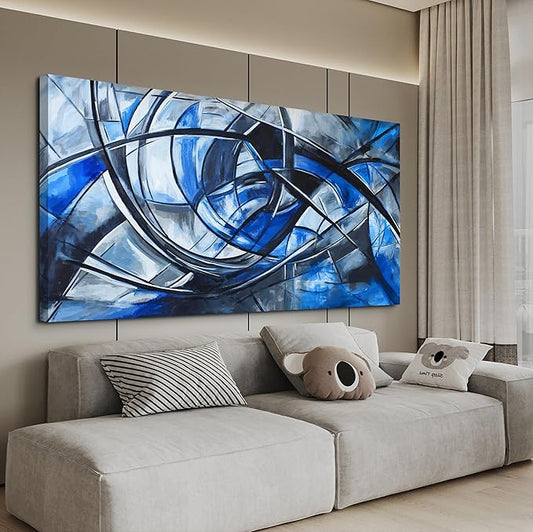Abstract Wall Art Decor Oversized Wall Art Pictures for Living Room Abstract Canvas Art Wall Decor Modern Large Blue Wall Art Prints Black and White Wall Art Decor Bedroom Office Decor 29" X 58"