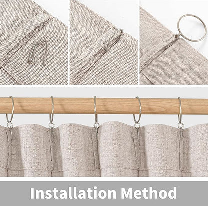 YoungsTex Cafe Linen Curtains 36 Inch Length for Kitchen Window Over Sink, Small Drapes Light Filtering Semi Sheer with Back Tab for Bathroom Window, 2 Panels, 40 X 36 Inch