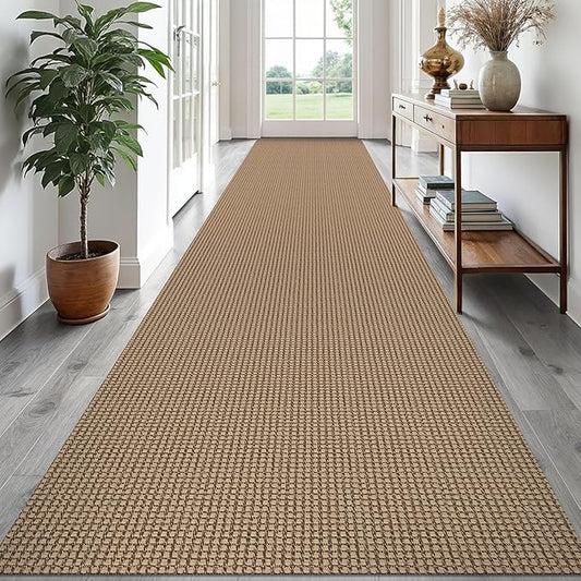 EARTHALL Runner Rug 3x18 Ft Washable Runners for Hallways Extra Long Woven Non Slip Entryway Runner Braided Kitchen Runner Indoor Outdoor Carpet Runners for Hotels, Officel, Stair, Orange/Tan/Brown