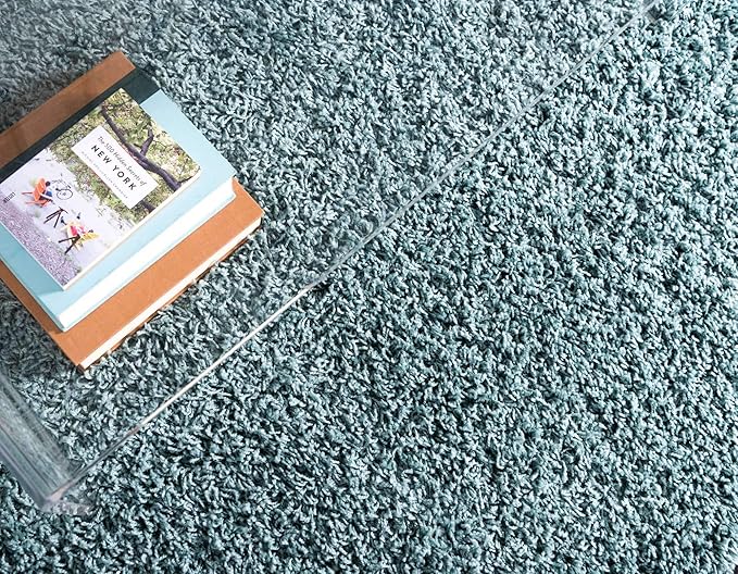 Unique Loom Solid Shag Collection Area Rug (2' 7" x 10' Runner Light Slate Blue)