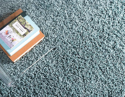 Unique Loom Solid Shag Collection Area Rug (8' x 10' Rectangle, Light Slate Blue)