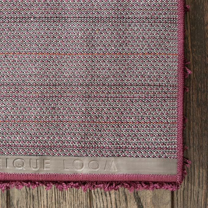 Unique Loom Solid Shag Collection Area Rug (7' 1" x 10' Rectangle, Eggplant Purple)