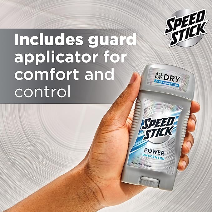 Speed Stick Men's Antiperspirant Deodorant, Unscented, 3 Ounce, 4 Pack