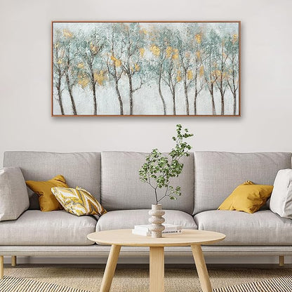 Framed Wall Art Decor Canvas Print Green Embellishments Plant Forest Abstract Tree Painting Picture Artwork Framed Wall Decor For Living Room Bedroom Living Room And Apartment 20x40 Inch