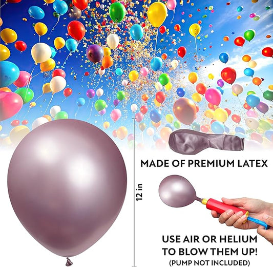 Metallic Pink Balloons 50 Pack, 12 Inch Chrome Pink Balloons For Birthdays, Weddings, Baby Showers, Holidays