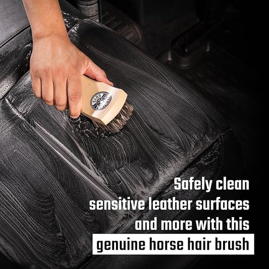 Chemical Guys Long Bristle Horse Hair Leather Cleaning Brush - Leather Brush to Gently Clean Car Interiors, Furniture, Sneakers, Boots, and More - Safe for Natural, Synthetic, Faux, and Pleather