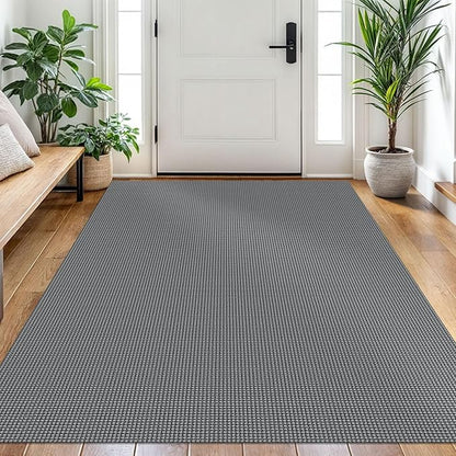 EARTHALL Woven Area Rug 4x6 Ft Washable Rugs for Entryway Non Slip Braided Throw Rugs Bedroom Carpet Cotton Entry Rug Cotton Floor Carpets for Bedroom Dining Room Living Room, Dark Gray