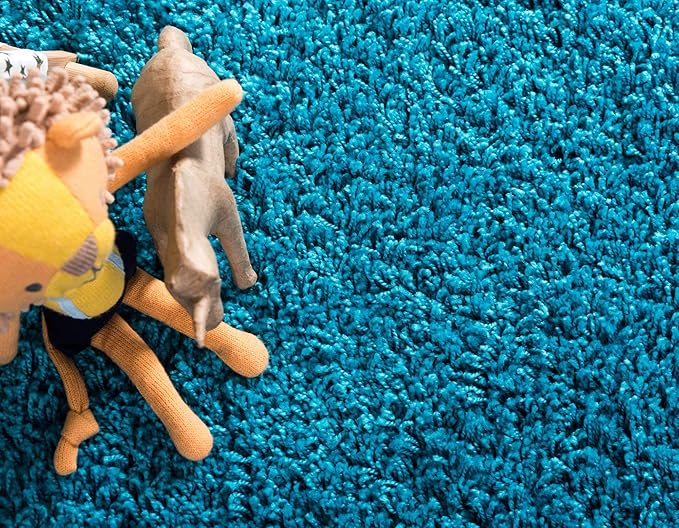 Unique Loom Solid Shag Collection Area Rug (2' x 3' 1" Rectangle, Turquoise)