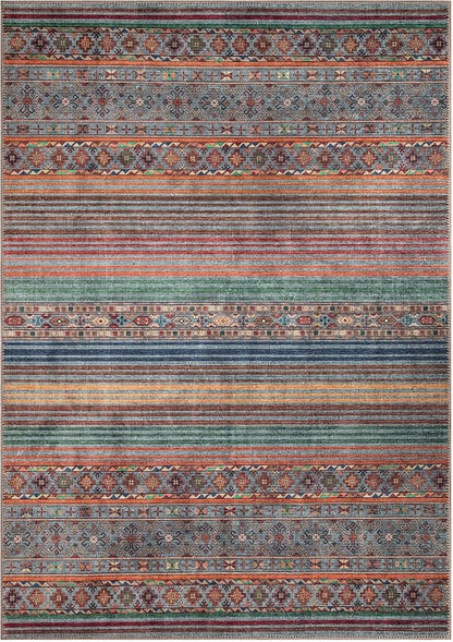 Keen Home Design 5x7 Rug - Machine Washable Area Rug with Non-Slip Backing, Ideal for Living Room, Dining Room, Bedroom - Vintage, Easy Clean, Durable, Low Pile Rug - (5' x 7')