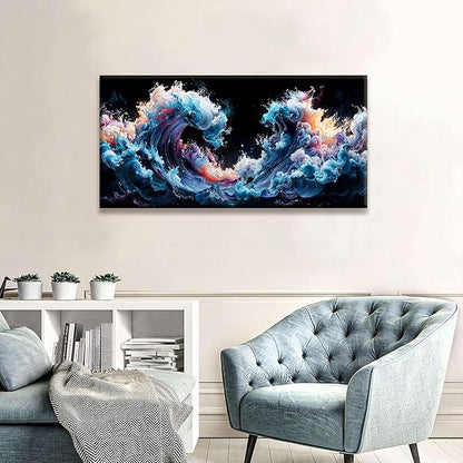QSQ Abstract Wall Art Colorful Waves Canvas Art Wall Decor Artwork Abstract Wall Decor Modern Minimalist Canvas Painting Bathroom Picture For Bedroom Office Home Wall Decoration 20" X 40"