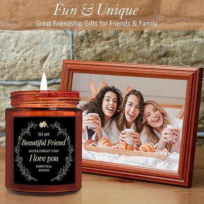 Friendship Gifts for Women - My Beautiful Friend Soy Candle for Best Friend Bestie BFF Soul Sister Bonus Sister - Valentines Day, Birthday Gift - Love You Gift for Her Girlfriend Boyfriend Men