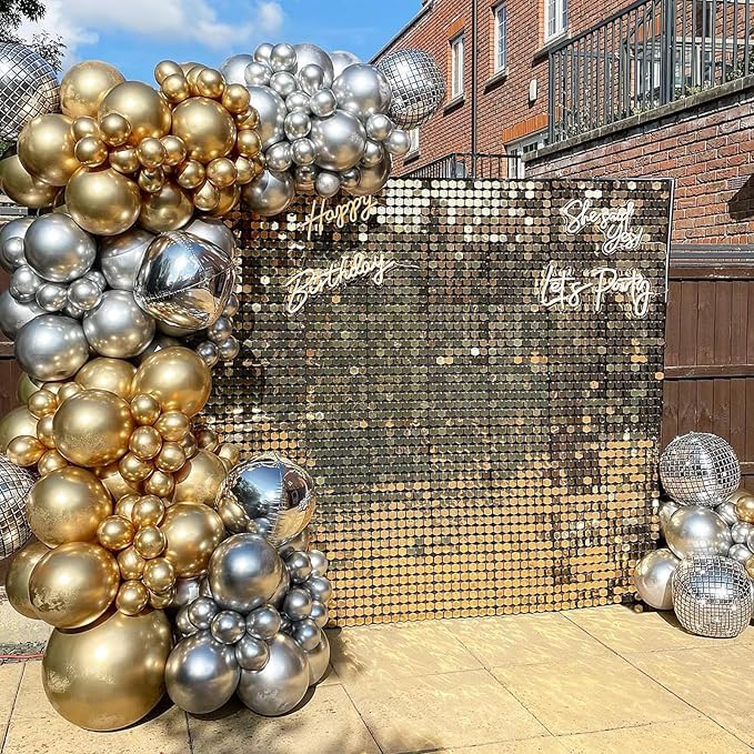 Gold Balloons 12 Inch 100 Pack, Metallic Gold Balloons Chrome Gold Metallic Balloon Shiny Matte Golden Latex Balloons for Birthday Graduation Anniversary Baby Shower Wedding Party Decorations