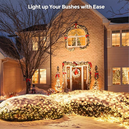 WBao Outdoor Christmas Lights, 360LED 11.5ft x 6.9ft Net Lights with 8 Modes, Timer, UL Certified, End to End Connectable, Waterproof for Lawn, Bushes, Trees Outdoor Christmas Decorations, Warm White