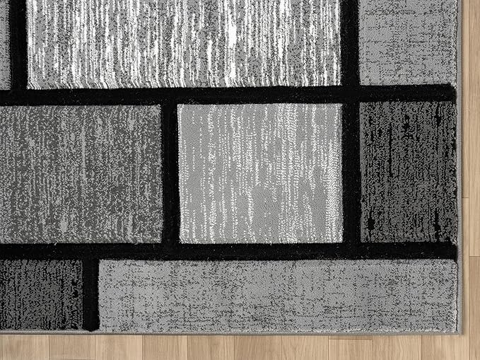 Ultra Soft Area Rug - Modern Abstract Design for Living Room & Bedroom - Foldable, Stain Resistant, Easy to Clean - (8x11, Grey)