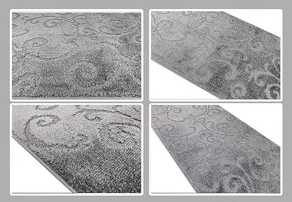 Custom Size Hallway Carpet Runner Rug, Slip Resistant, 31 Inch Wide X Your Choice of Length, Scroll Anthracite, 31 Inch X 26 feet