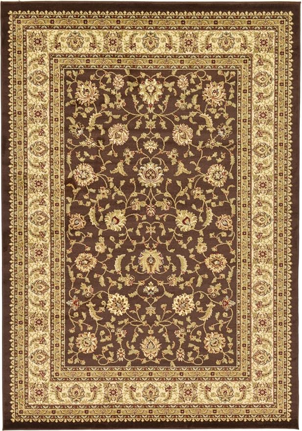 Rugs.com Aditi Collection Rug – 7' x 10' Brown Low Rug Perfect for Living Rooms, Large Dining Rooms, Open Floorplans