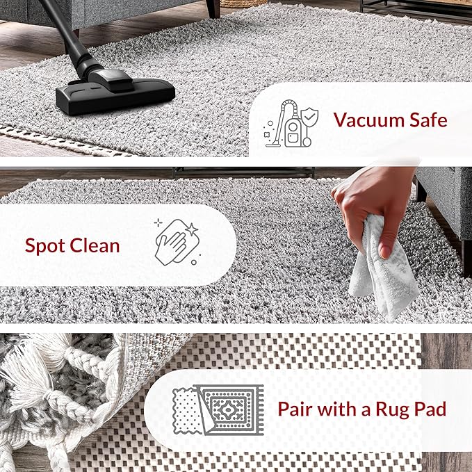 nuLOOM Neva Modern Tasseled Shag Accent Rug, 2x3, Grey