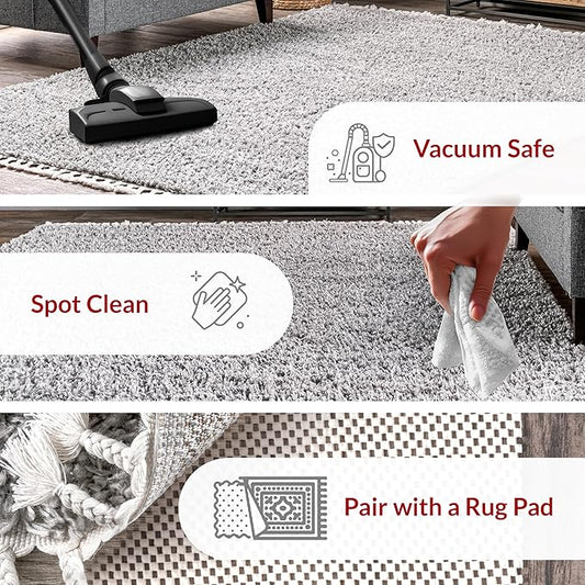 nuLOOM Neva Modern Tasseled Shag Area Rug, 7x9, Grey