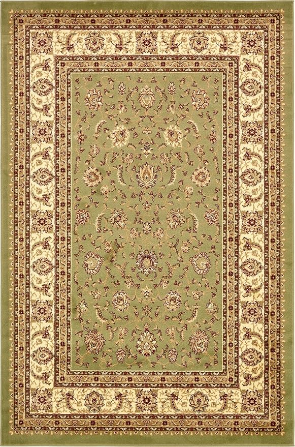 Rugs.com Aditi Collection Rug – 6' x 9' Green Low Rug Perfect for Living Rooms, Large Dining Rooms, Open Floorplans