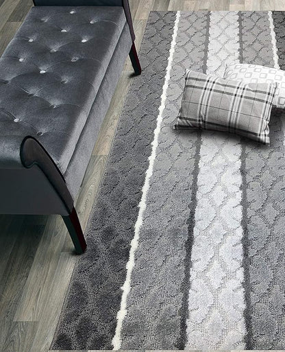 Custom Cut Hallway Runner Rug, Slip Resistant, 31 Inch Wide X Your Choice of Length, Damask Anthracite, 31 Inch X 12 feet