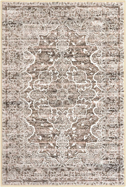 KUTA Vintage Floral Rugs 2x3 Washable Entryway Small Area Rug Non-Slip Ultra Soft Brown Doormat Indoor Printed Retro Distressed Accent Kitchen Throw for Entrance Bedroom