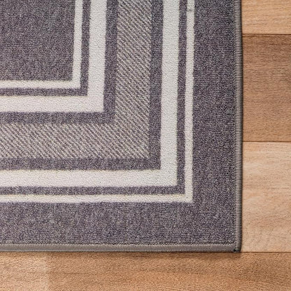 Modern Bordered Non Slip Indoor Runner Rugs for Living Room 2x5 Area Rugs for Kitchen, Rug for Bedroom, and Hallway, Stain Resistant Easy Cleaning Non Shedding Gray 2 x 5
