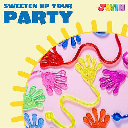 JOYIN 48Pcs Glitter Sticky Hands Party Favors, Party Table Favors Set for Kids, Holiday Traditions, Classroom Treasure Box Carnival Prizes Bulk Pinata Stuff Mini Toys, Christmas goodie bags