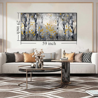 Large Black and White Birch Tree Landscape Canvas Wall Art With Black Wood Frames for Living Room Bedroom Home Office Modern Canvas Prints Framed Wall Art Size 30x60