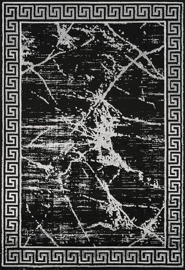GLORY RUGS Area Rugs Marble 4x5 Black Gray Carpet Modern Abstract Rug Living Room Dining Bedroom Rug