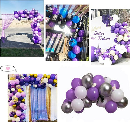 GaesQae Purple Balloons, 100pcs Pearl Purple, 12Inch, Thicker & Stronger, Anti-Sticking Surface, Halloween, Unisex Children & Adults